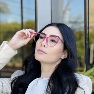 Óculos 2 em 1 Clip-On Gatinho Pink Ariana