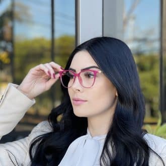 Óculos 2 em 1 Clip-On Gatinho Pink Ariana