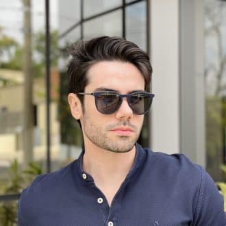 Óculos 2 em 1 Clip-On Masculino Redondo Azul Oscar