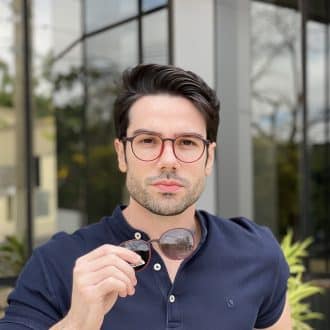 safine com br oculos 2 em 1 clip on masculino redondo preto com vermelho joaquim