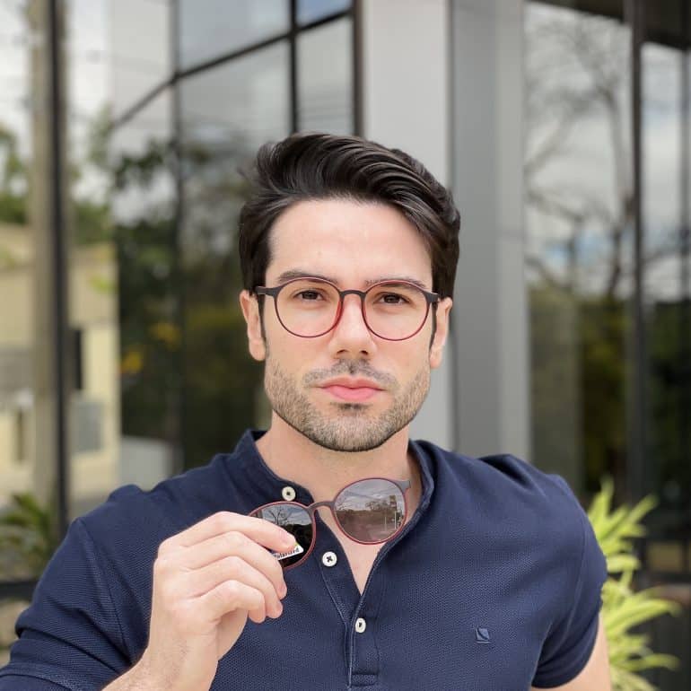 safine com br oculos 2 em 1 clip on masculino redondo preto com vermelho joaquim
