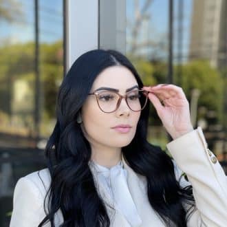 Óculos de Grau Gatinho Marrom Transparente Helen