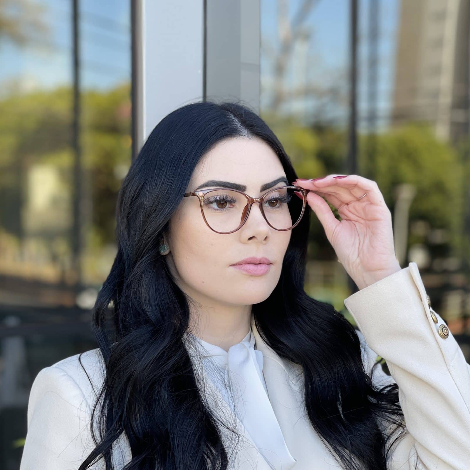 Óculos de Grau Gatinho Marrom Transparente Helen Óculos de Grau Gatinho Marrom Transparente Helen