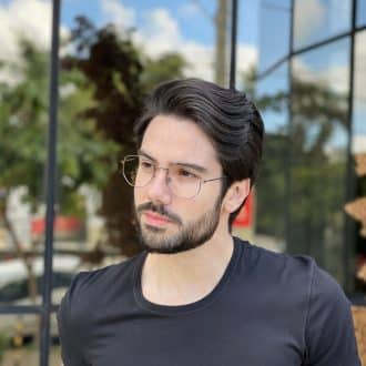 Óculos de Grau Masculino Hexagonal Grafite Chico