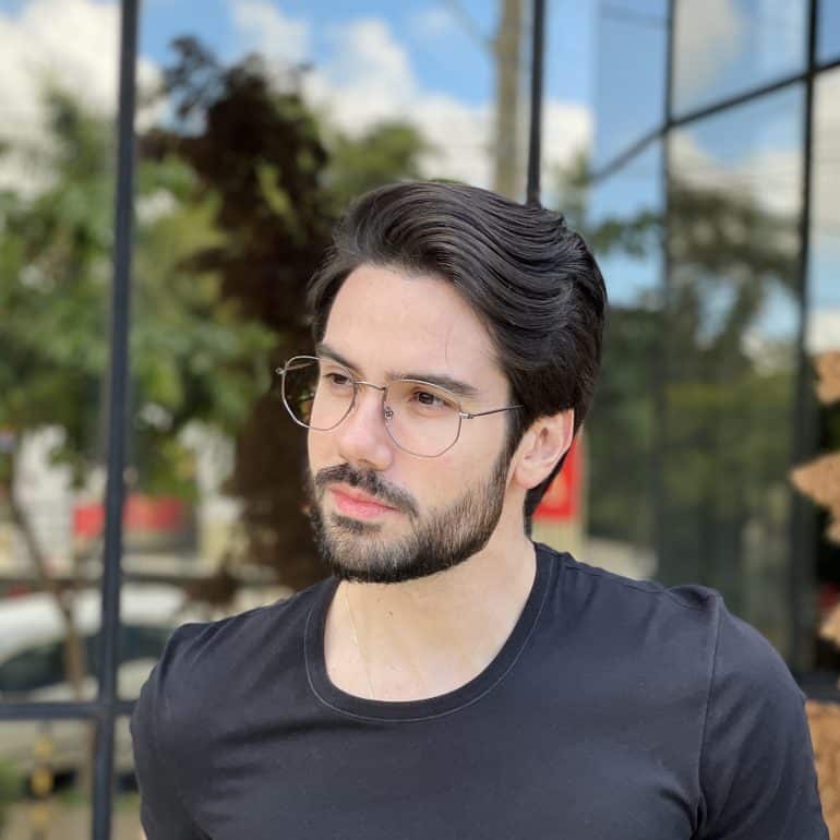 Óculos de Grau Masculino Hexagonal Grafite Chico