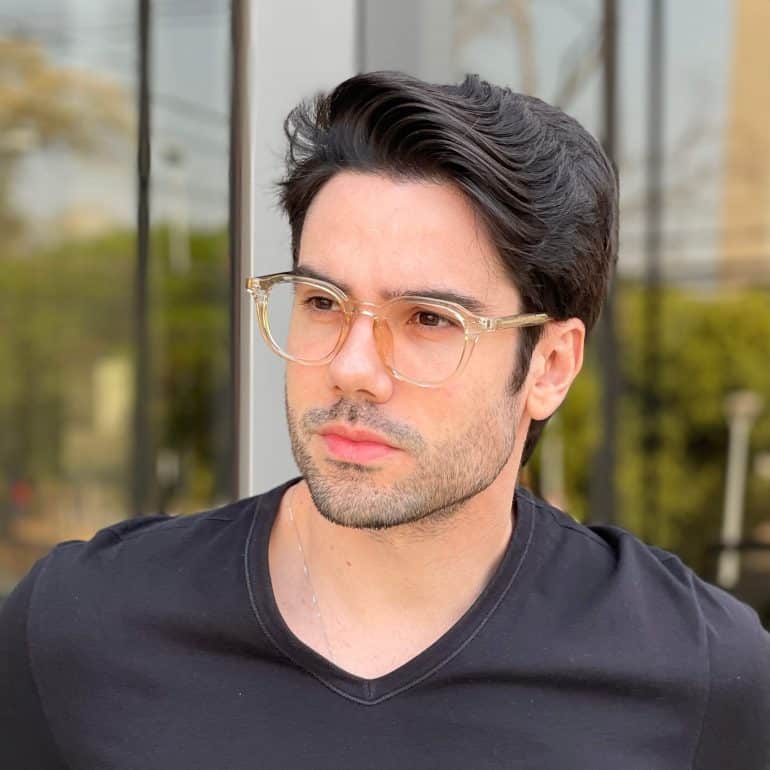 Óculos de Grau Masculino Quadrado Champanhe Estevão 3