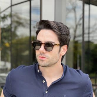 Óculos de Sol Masculino Redondo Tartaruga Jonas