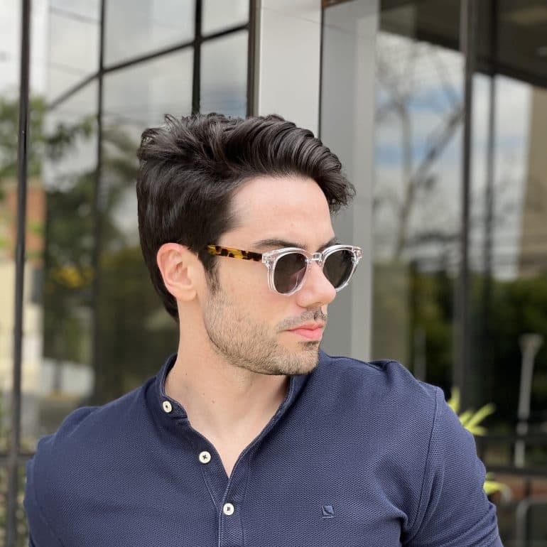 Óculos de Sol Masculino Redondo Transparente Jonas