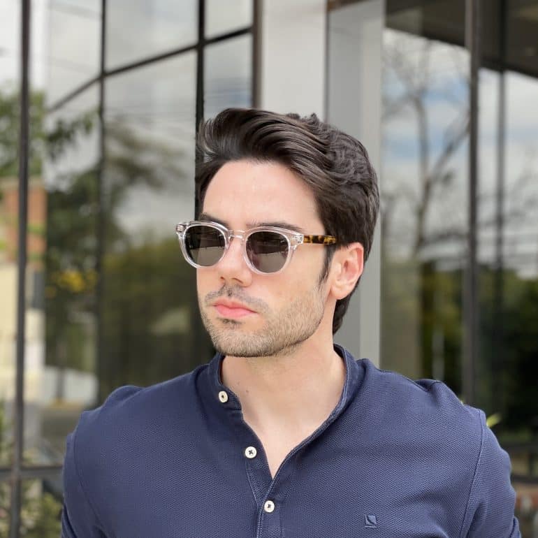 Óculos de Sol Masculino Redondo Transparente Jonas