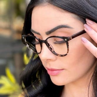 Óculos 2 em 1 Clip-On Acetato Redondo Marrom com Tartaruga Iara 2