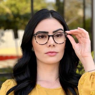 Óculos 2 em 1 Clip-On Acetato Redondo Marrom com Tartaruga Iara 1