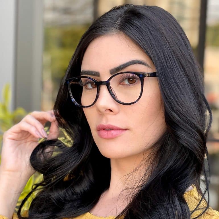 Óculos 2 em 1 Clip-On Acetato Redondo Tartaruga com Azul Iara