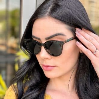 Óculos 2 em 1 Clip-On Acetato Redondo Tartaruga com Verde Iara 4