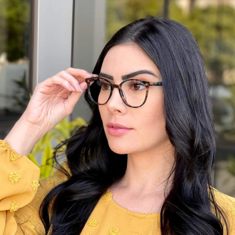 Óculos 2 em 1 Clip-On Acetato Redondo Tartaruga com Verde Iara 1