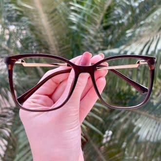 Óculos de Grau Quadrado Marrom Zara