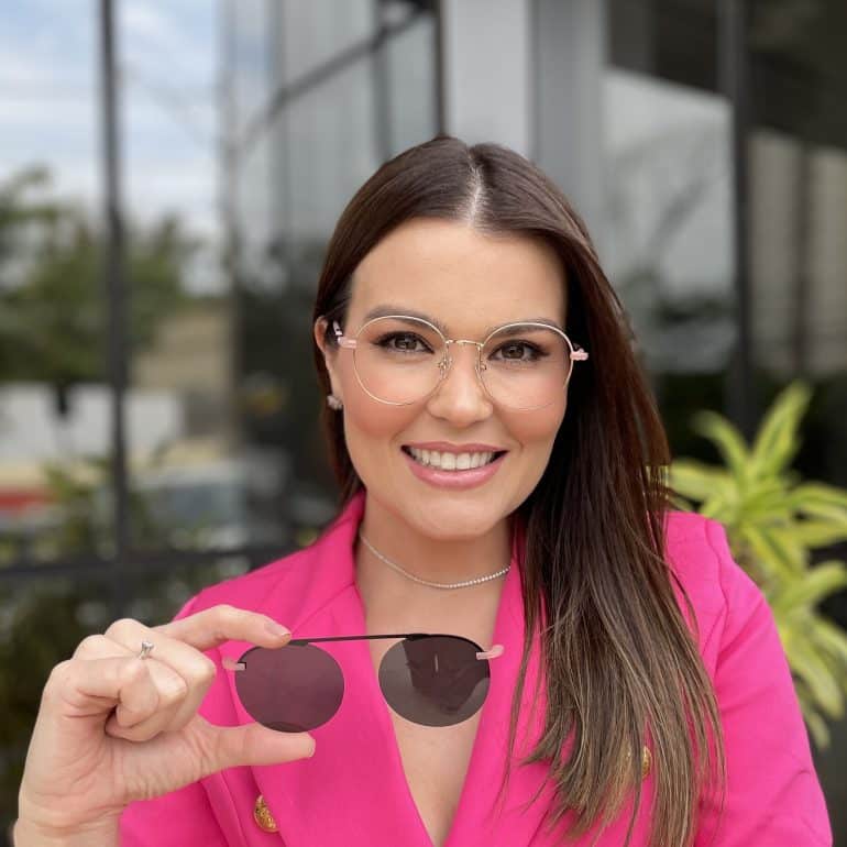 Óculos 2 em 1 Clip-On Redondo Rosé Cecília 3