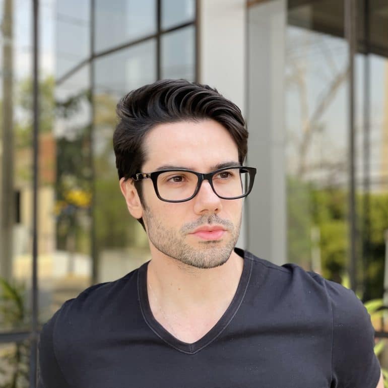 Óculos de Grau Masculino Retangular em Acetato Preto Sérgio 1