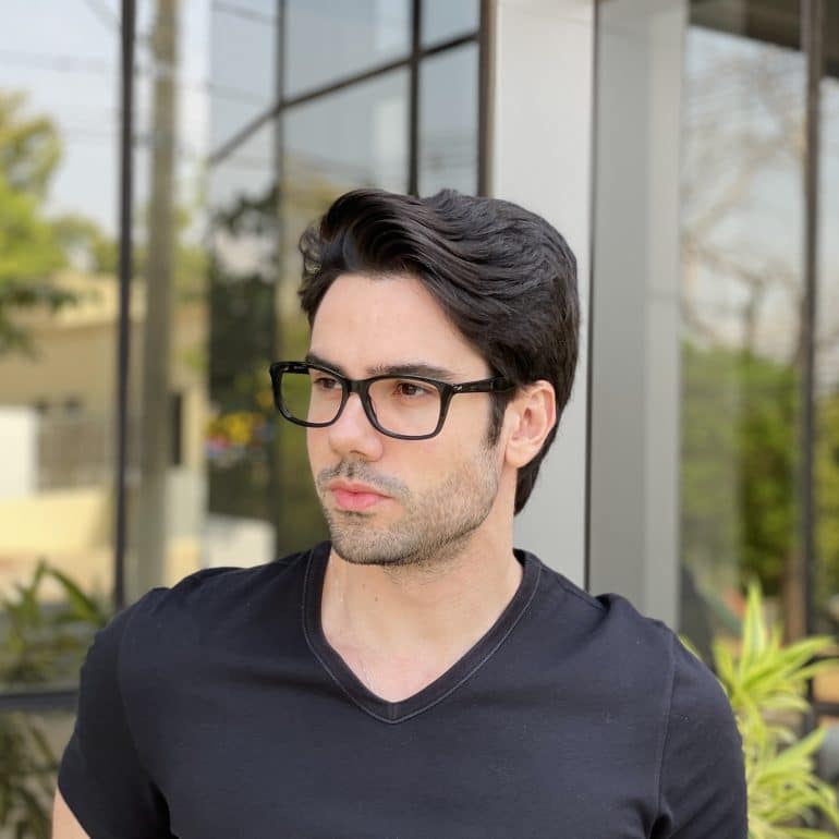 Óculos de Grau Masculino Retangular em Acetato Preto Sérgio 2