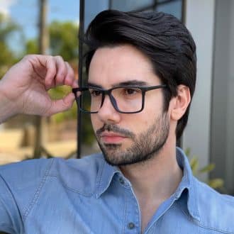 Óculos de Grau Masculino Retangular Preto com Azul Rodolfo 3