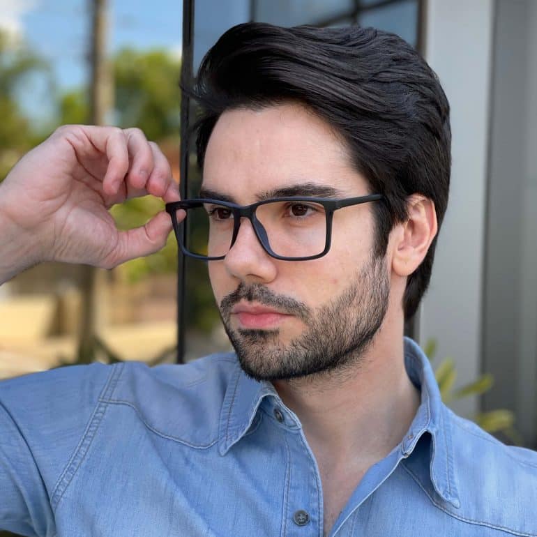 Óculos de Grau Masculino Retangular Preto com Azul Rodolfo 3