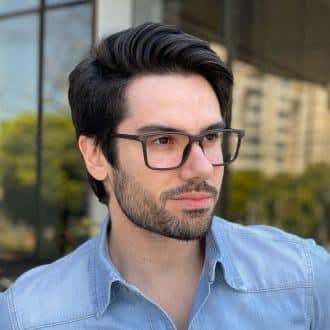 Óculos de Grau Masculino Retangular Preto com Cinza Rodolfo 1