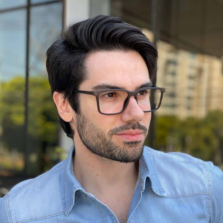 Óculos de Grau Masculino Retangular Preto com Cinza Rodolfo 1