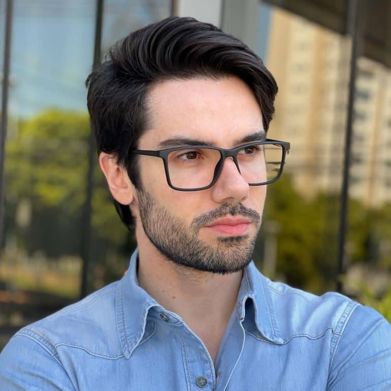Óculos de Grau Masculino Retangular Preto Fosco Rodolfo 1