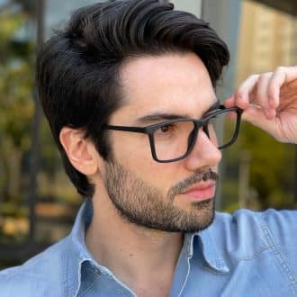 Óculos de Grau Masculino Retangular Preto Fosco Rodolfo 2