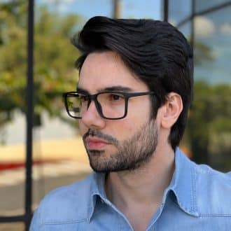 Óculos de Grau Masculino Retangular Preto Fosco Rodolfo 3