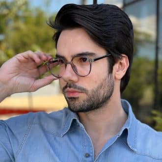 Óculos de Grau Masculino Redondo Cinza Douglas 3