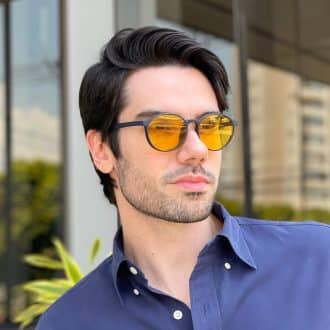 Óculos 3 em 1 Clip-On Masculino Redondo Azul Ben 2