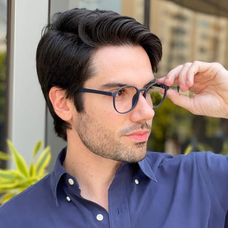 Óculos 3 em 1 Clip-On Masculino Redondo Azul Ben 3