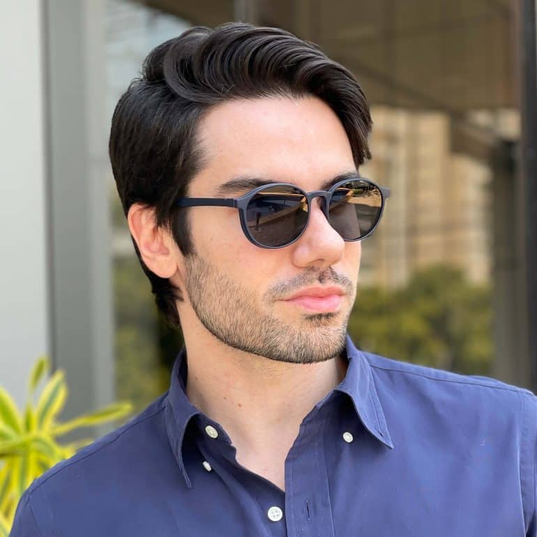 Óculos 3 em 1 Clip-On Masculino Redondo Azul Ben