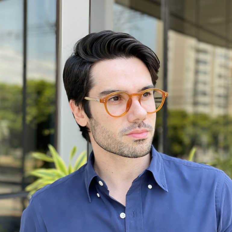 Óculos de Grau Masculino Redondo Caramelo Diego 1