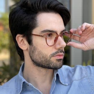 Óculos de Grau Masculino Redondo Marrom Douglas 1