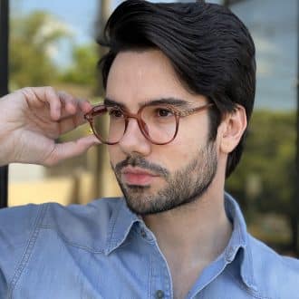Óculos de Grau Masculino Redondo Marrom Douglas