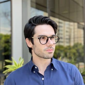 Óculos de Grau Masculino Redondo Preto Diego 1