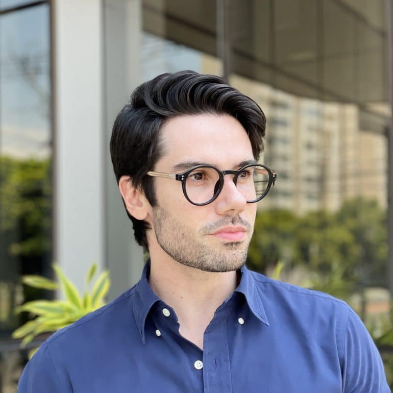 Óculos de Grau Masculino Redondo Preto Diego 1