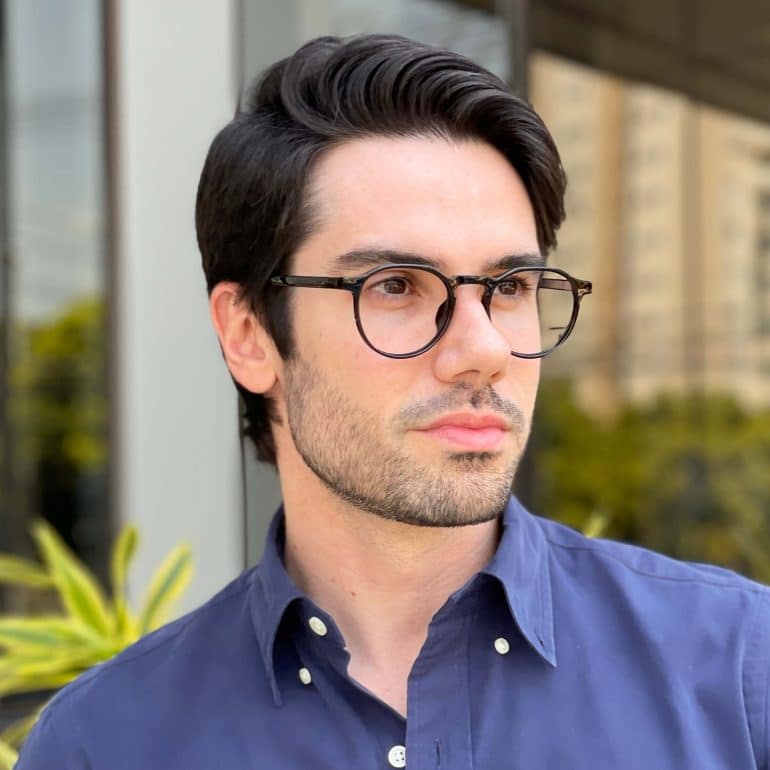 Óculos de Grau Masculino Redondo Preto Gael 1