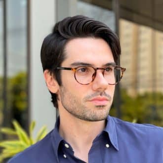 Óculos de Grau Masculino Redondo Rajado Gael
