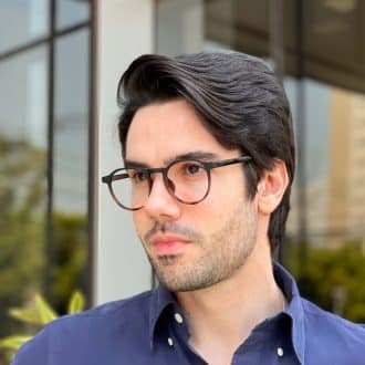 Óculos de Grau Masculino Redondo Preto com Tartaruga Gael 4