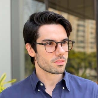 Óculos de Grau Masculino Redondo Preto com Tartaruga Gael 3