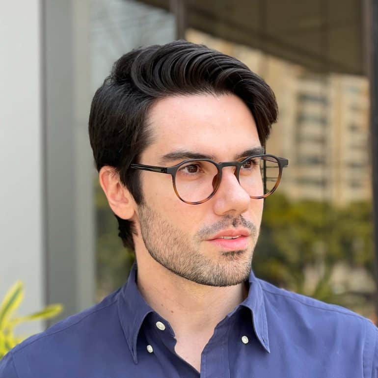 Óculos de Grau Masculino Redondo Preto com Tartaruga Gael 3