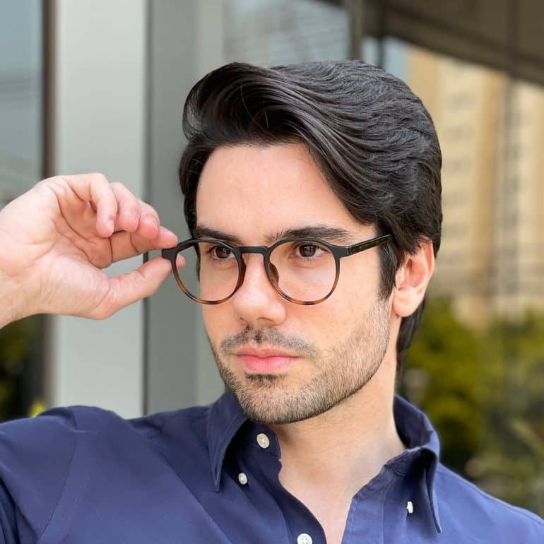 Óculos de Grau Masculino Redondo Preto com Tartaruga Gael 2