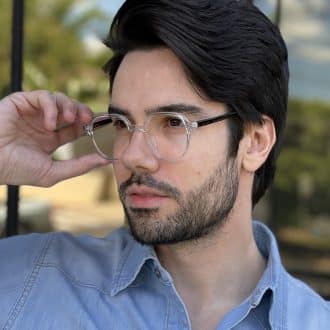 Óculos de Grau Masculino Redondo Transparente Douglas