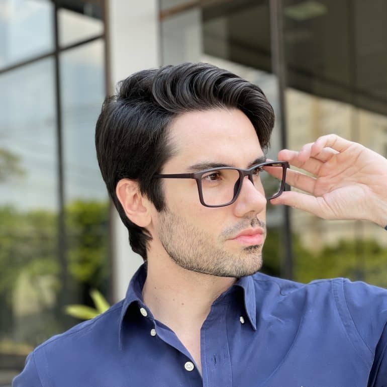 Óculos de Grau Masculino Retangular Marrom Rodolfo 3