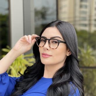 Óculos de Grau Quadrado Preto com Tartaruga Regina 2