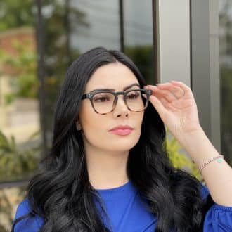Óculos de Grau Quadrado Preto com Tartaruga Regina 4