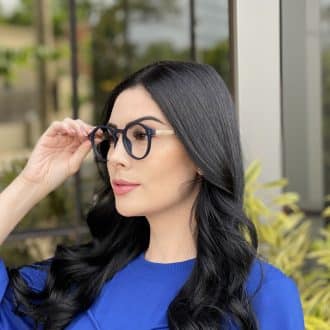 Óculos de Grau Redondo Azul Fosco Juliana 3