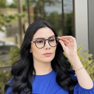 Óculos de Grau Redondo Azul Fosco Juliana 4